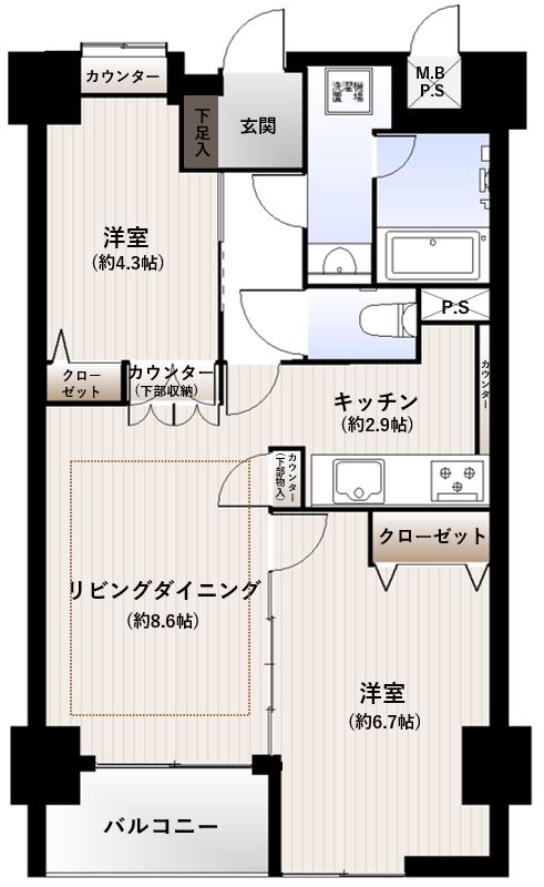 ライオンズマンション麻布十番南406号室